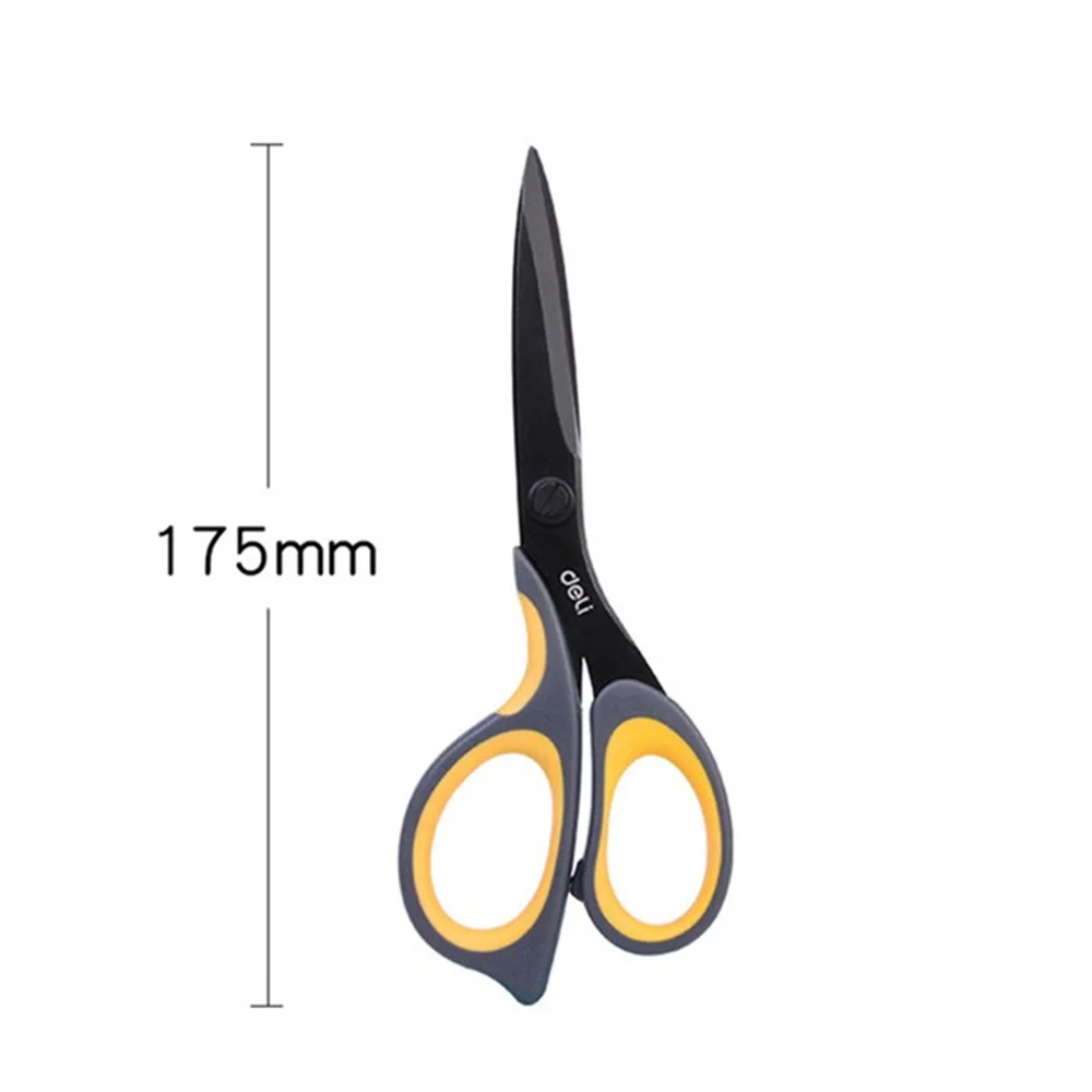 Deli Stainless Steel Black 175mm Big Scissors Business Office Stationery Home Tailor Shears Kitchen Knife Paper Cutting Tool S24