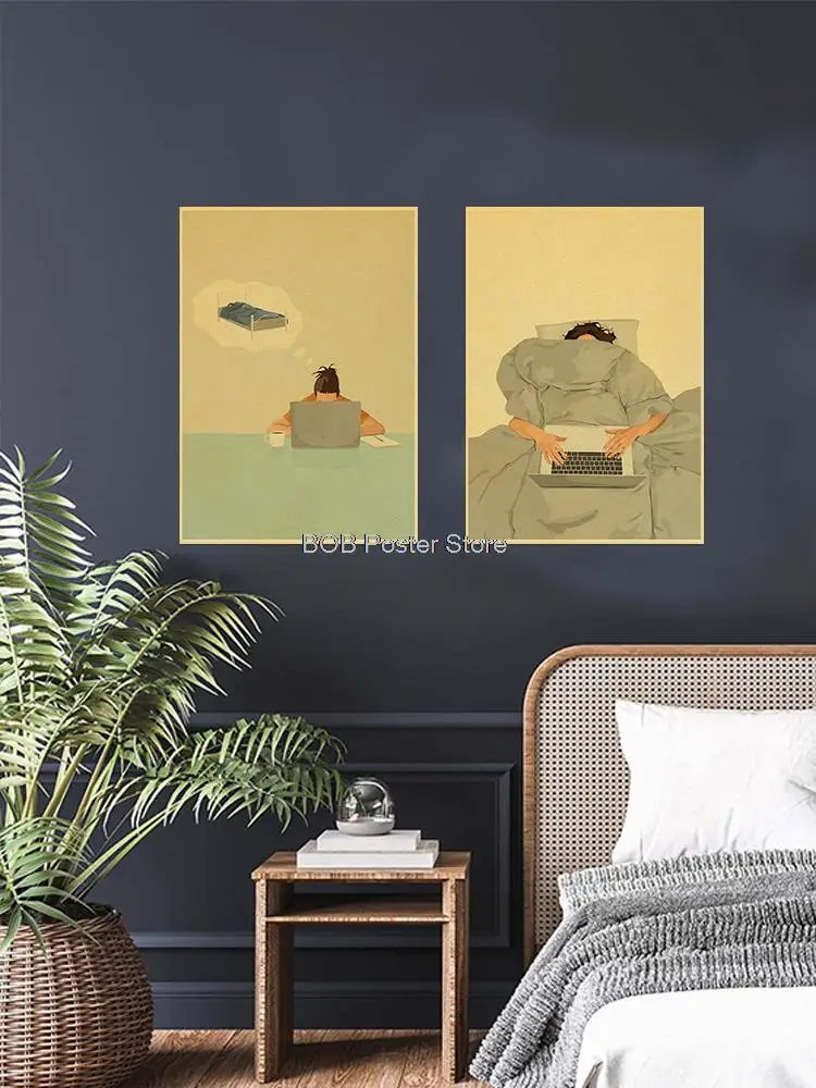 الشمال الفن الحديث الرجعية كرافت ورقة الديكور ملصق ، شخصية الوحدة ، حياة العمل ، غرفة المنزل ، مقهى ، مكتبة ، جدار مائي ، الموضة #4