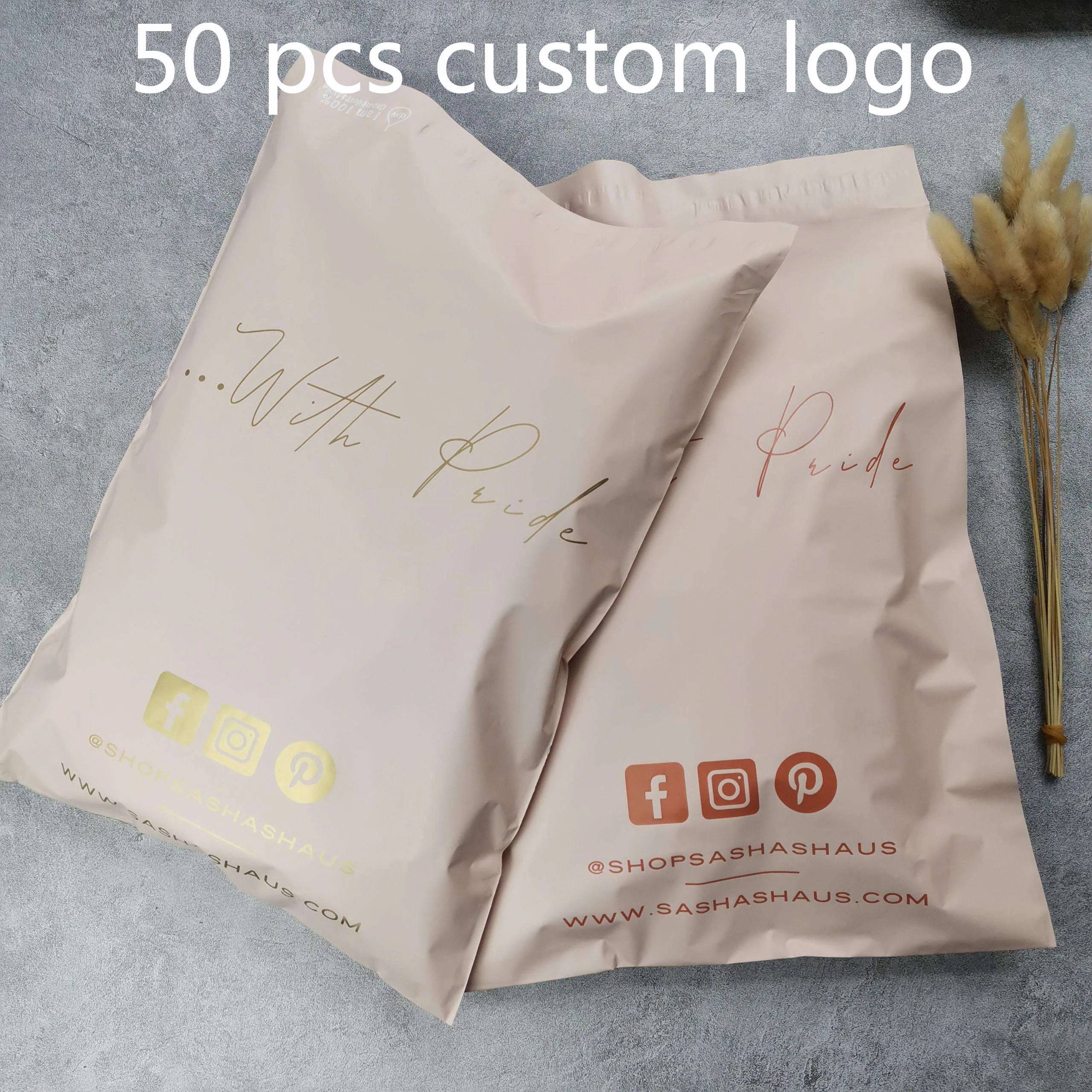 Logo personalizzato design biodegradabile opaco pesca poly spedizione mailer borse abbigliamento scarpe gioielli make up courier bags