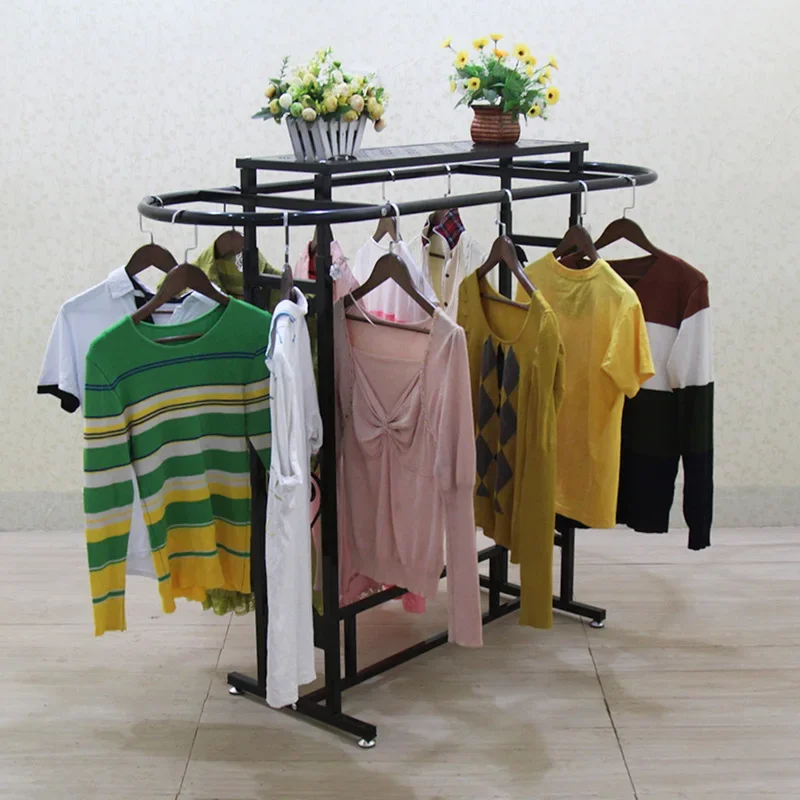 

Clothing store oval floor rack wrought iron single rod double rod display rack floor Nakajima European boys and girls hanger