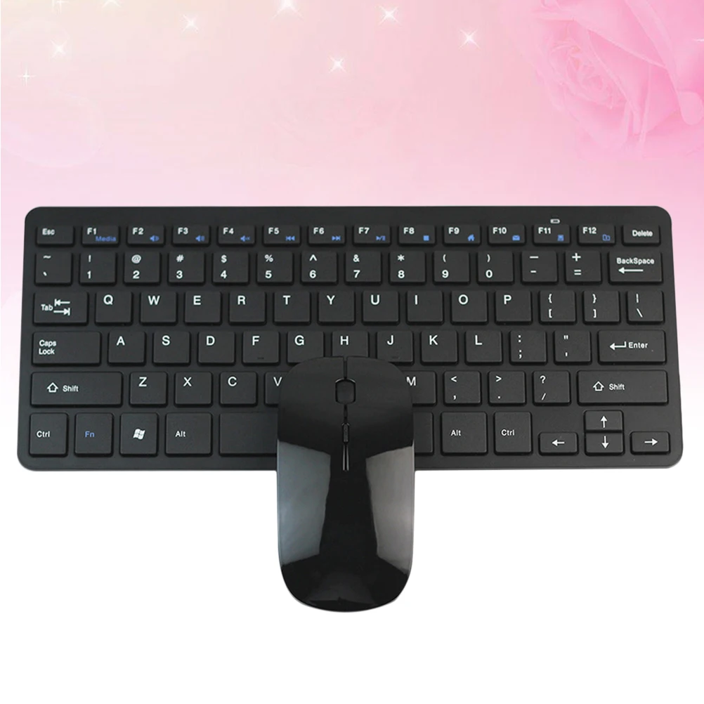 

Wireless Keyboard Mouse Combo 2.4G Ultra Thin Compact Lightweight Portable for Home Office Travel Phone Tablet Support Black