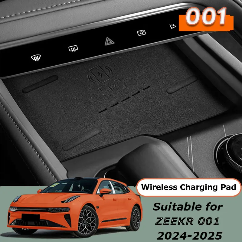 

For ZEEKR 001 2024 2025 Car Central Control Wireless Charging Pad Suede Mobile Phone Non-Slip Protective Pad Auto Accessories