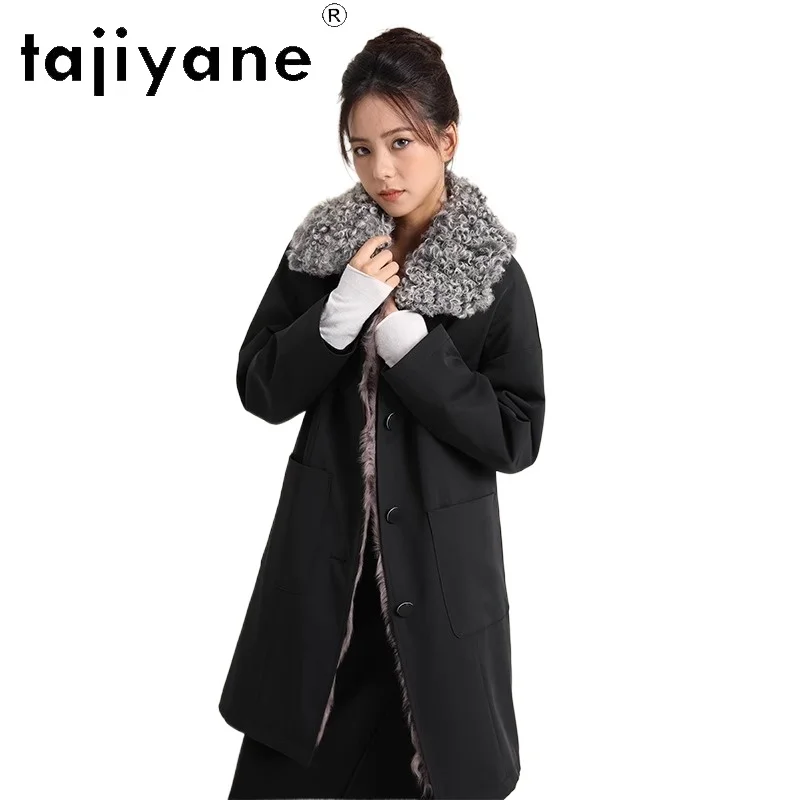 

TAJIYANE Natural Xiaohu Wool Sheepskin Parkas Karakul Sheep Fur Collar Coat Warm Thick Winter Fur Jacket Woman Clothes 2025 шуба