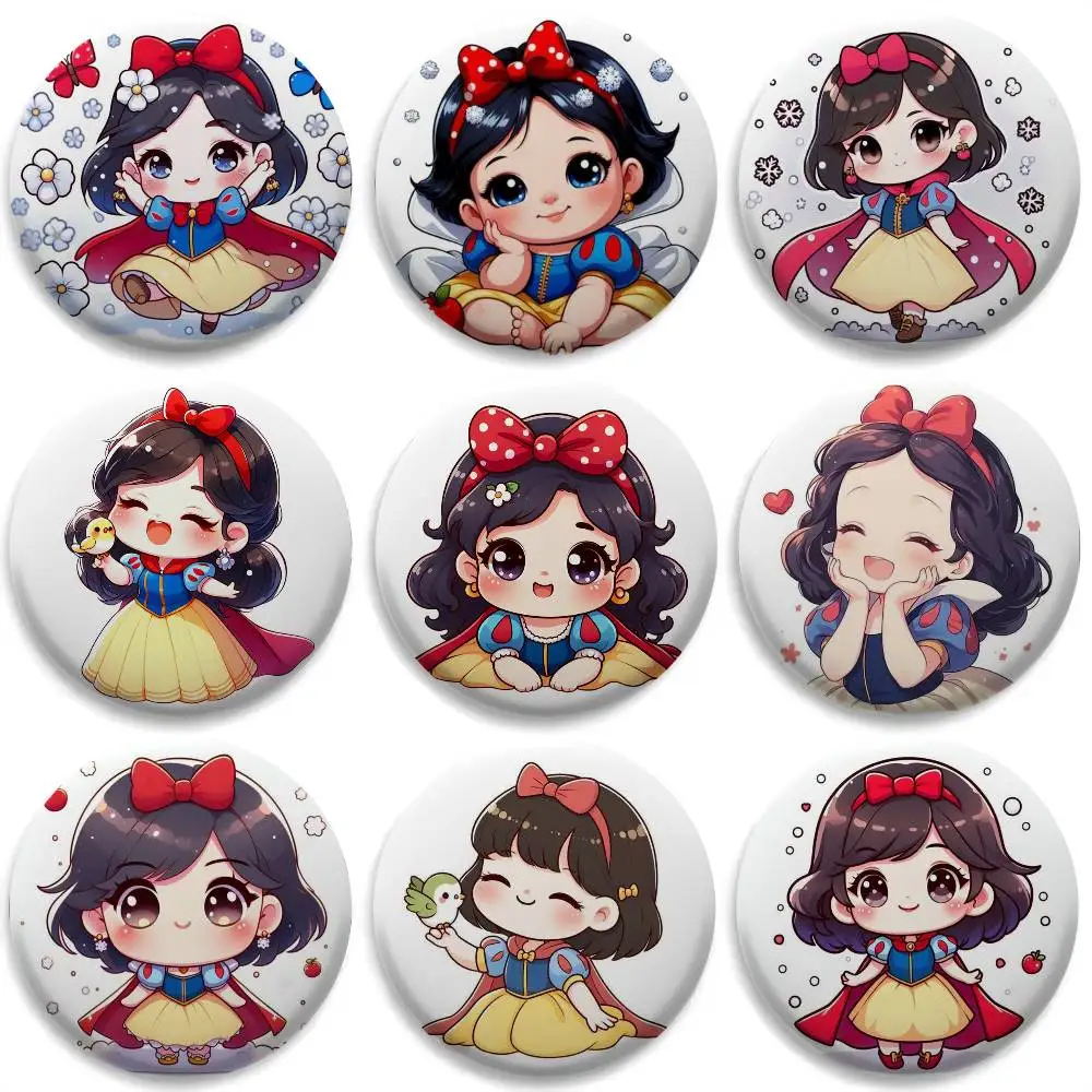 

Snow White Cute Cartoon Badges Round Exquisite Badge Brooches Creative Pins For Clothes Hat Backpack Gift Accessories
