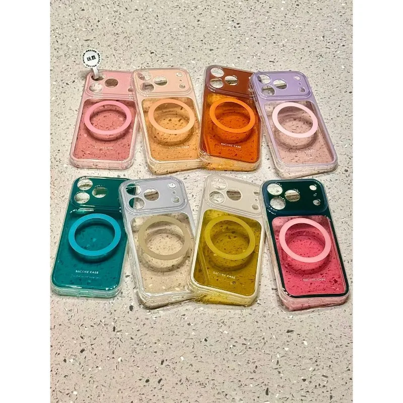 New Large Window Suitable for iPhone 17 Promax Magnetic Phone Case 16Pro Acrylic 15 All Inclusive Anti Fall Protection Cover