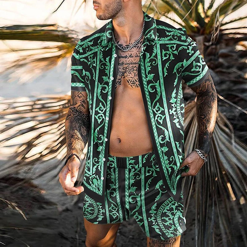 Trend Floral Graphic Hawaiian Shirts Fashion Cool Streetwear Personalization Beach Shirts For Men Loose Lapel Vacation Blouse