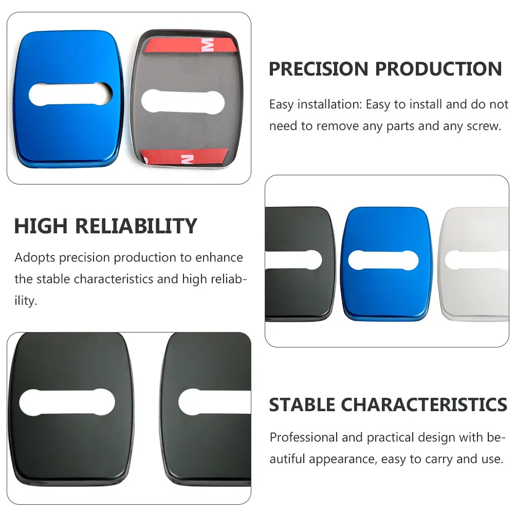 4Pcs Door Lock Striker Cover Stainless Steel Car Lock Protection Cover Rust Proof Rain Sun Damage Prevention Easy Installation