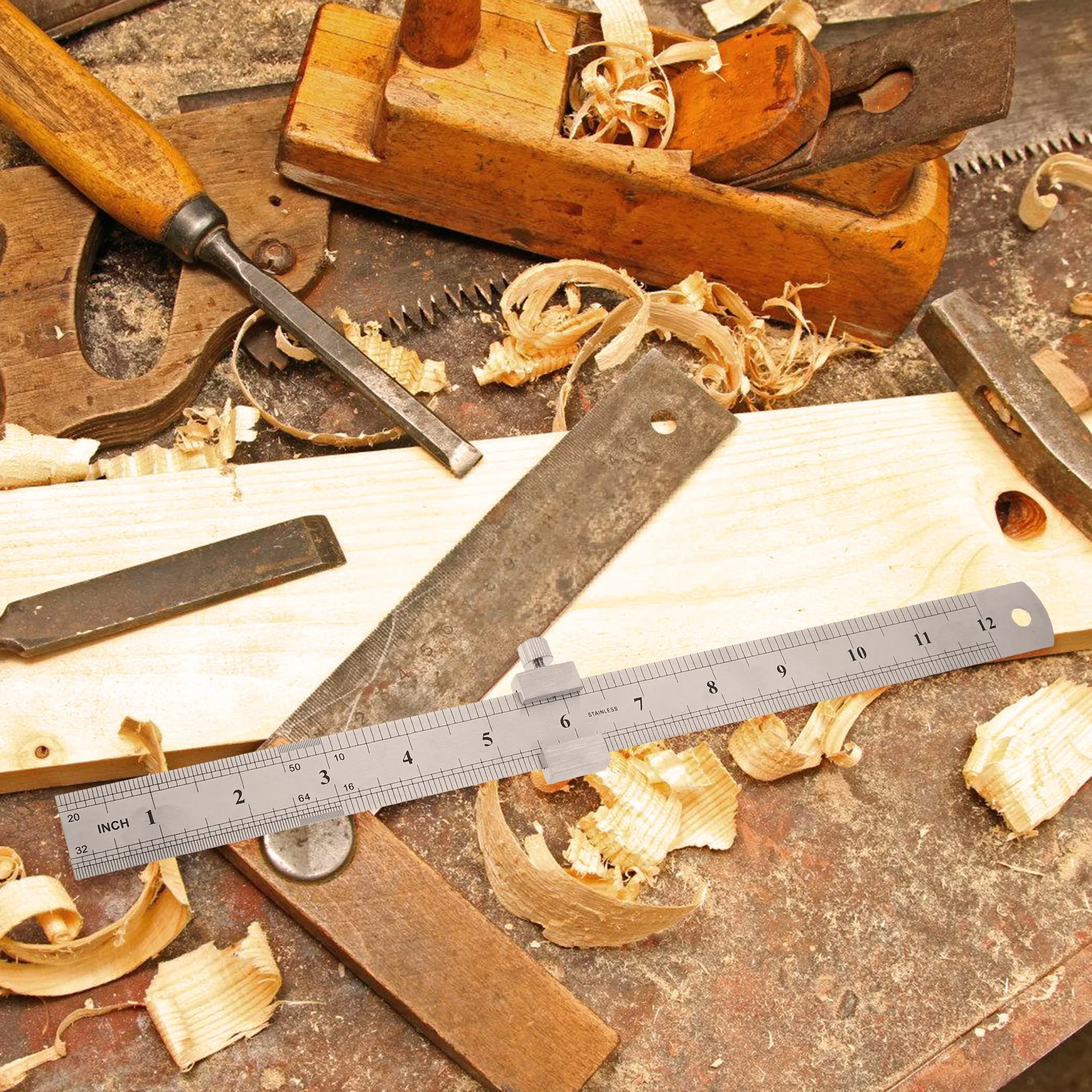 

1 Set Stainless Steel 30Cm Heavy Duty Metal Measuring Rule Sliding Positioning Block For Carpentry Drafting Engineering Metric