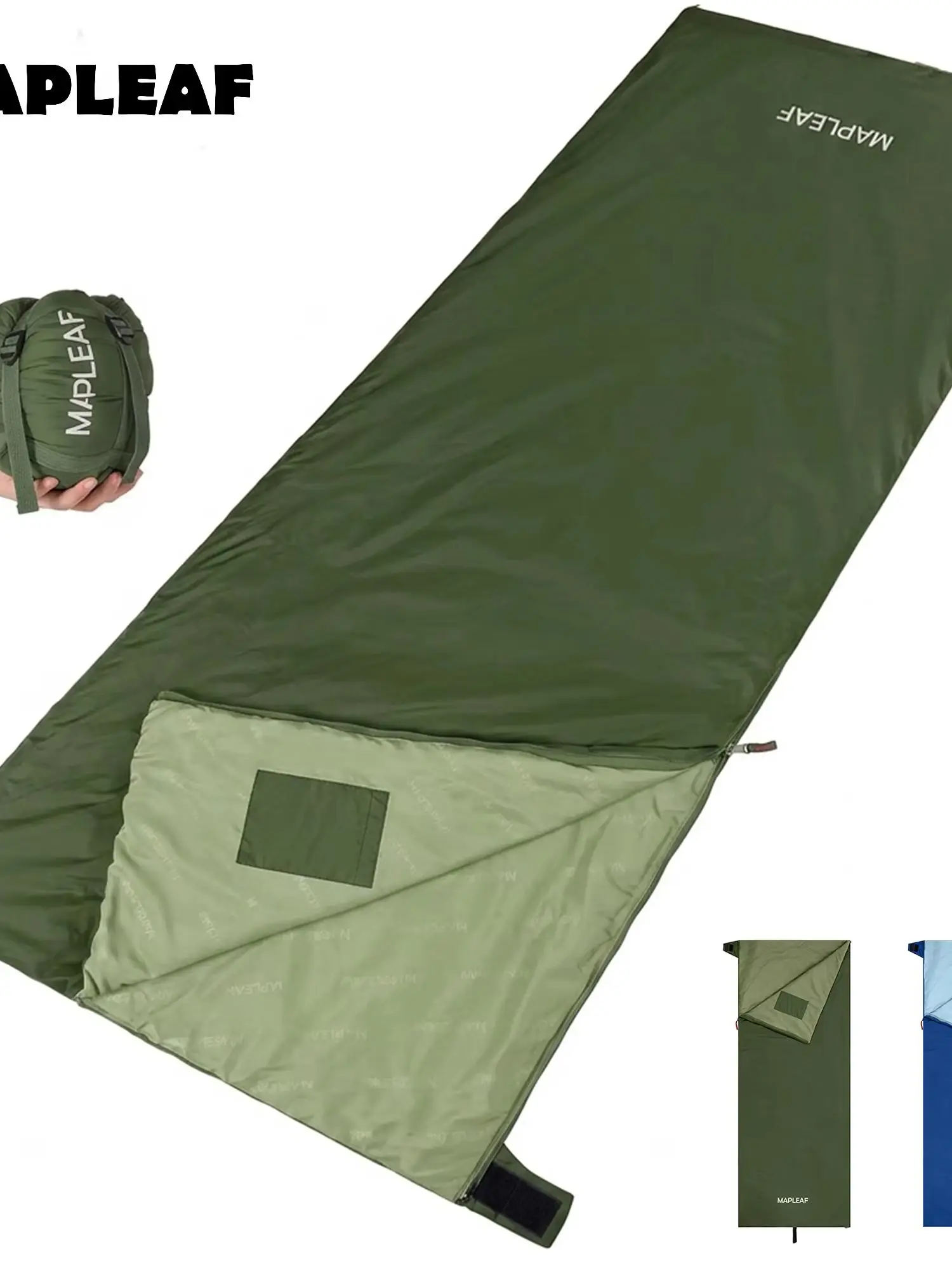 APLEAF Deckenschlafsack Umschlag Ultraleicht Tragbar Wasserdicht Baumwolle 80GSM Nylon 20D 380T 3 Jahreszeiten Camping Wandern Rucksack Erwachsene Doppelreißverschluss 2 Säcke Maschinenwaschbar