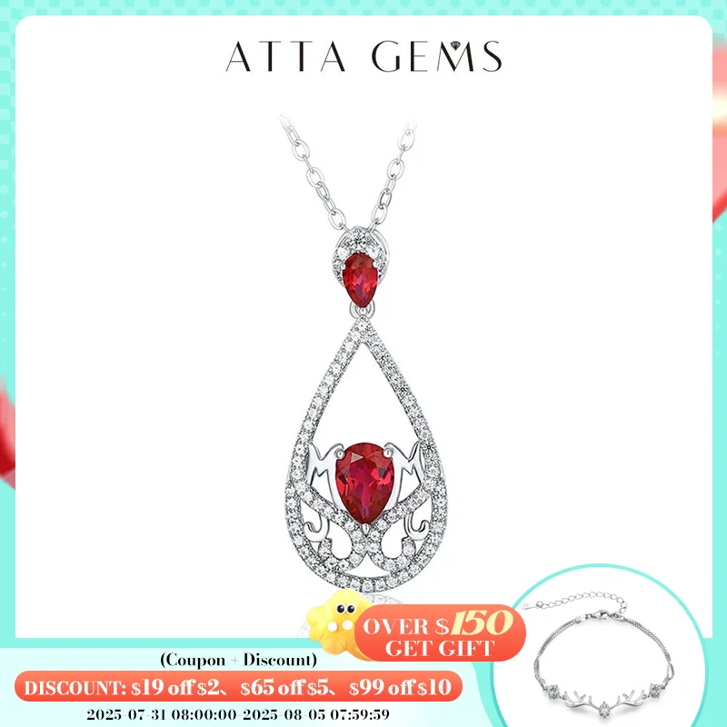 

Sterling Silver S925 Pendant Ruby Gemstone Necklace Pendant for Mother Drop Created Ruby Pendants Design for Anniversary