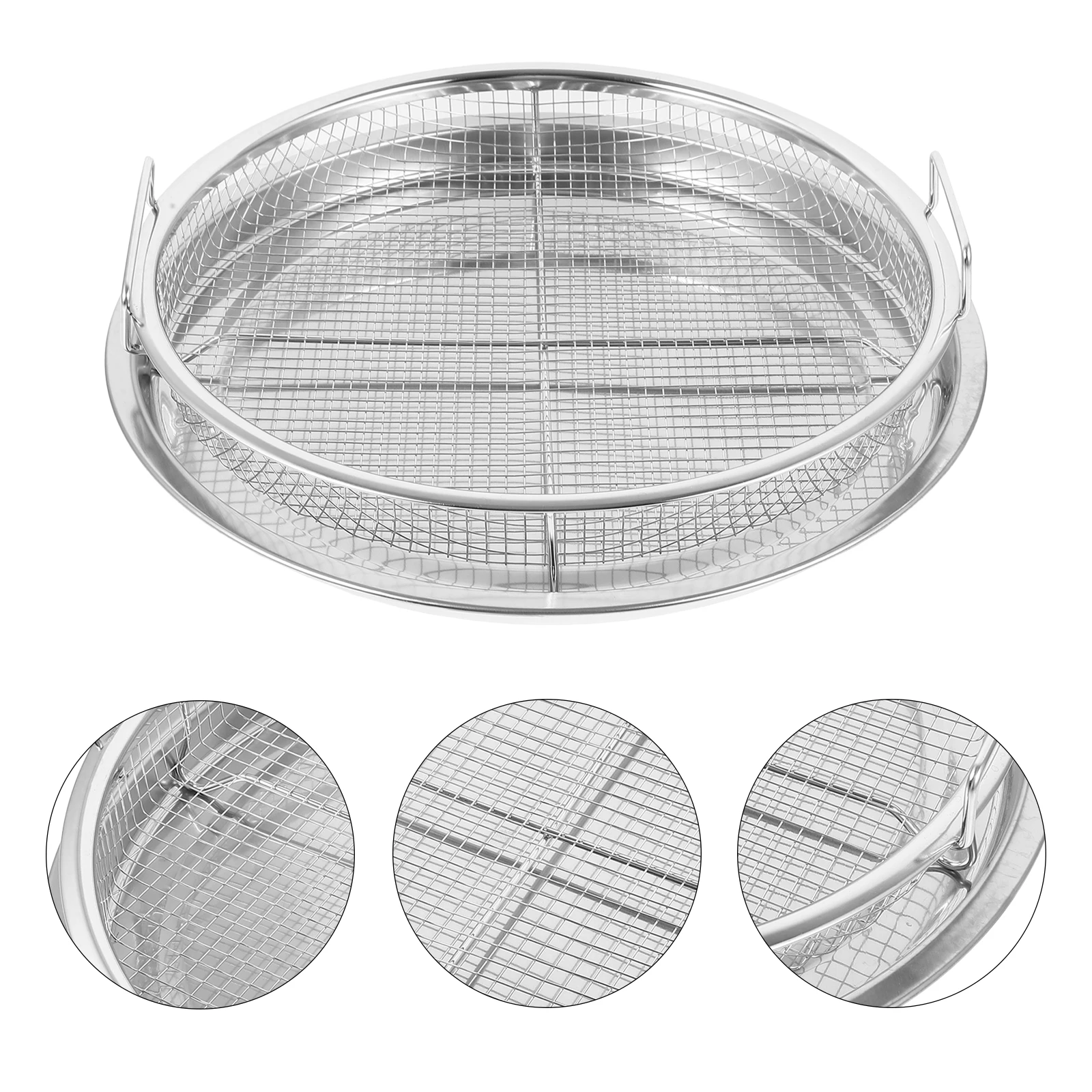 

Stainless Steel Baking Pan Set BBQ Tray Oven Air Fryer Grilling Accessories Outdoor Plate Non Cleaning Circular
