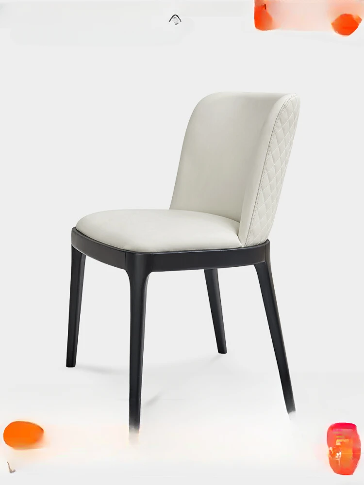 

Customized dining chair with solid wood and soft leather, minimalist designer, simple armchair villa restaurant