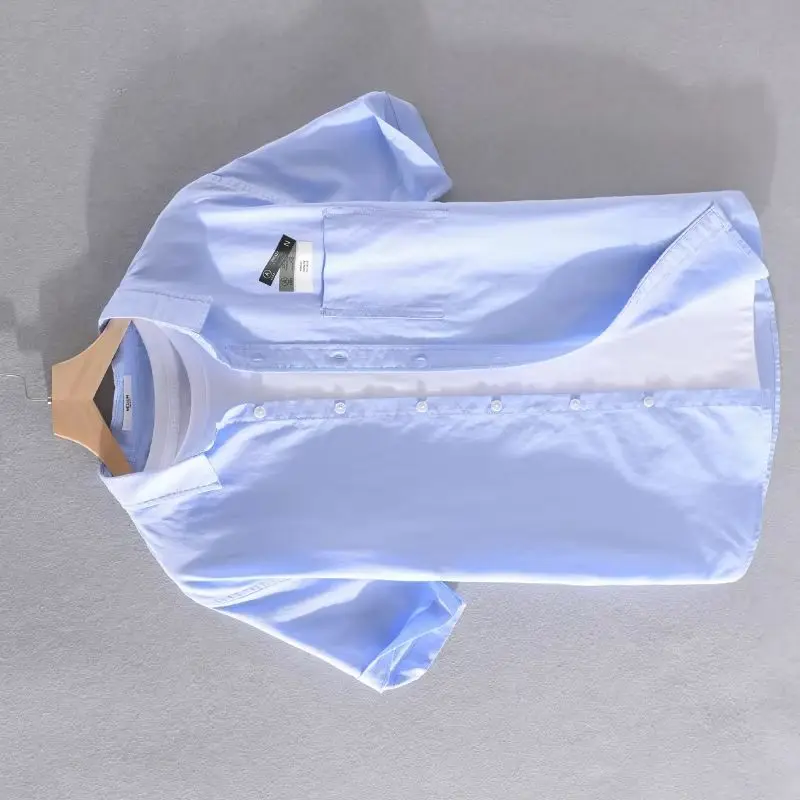 

Unique New Short Sleeve Casual Solid Cotton Shirt Men Brand Trend Comfortable Top Clothes Chemise Homme Fast Drop Shipping