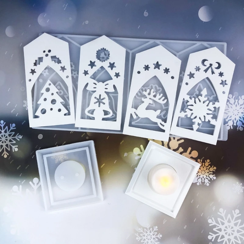 3D Candlestick Silicone Mold Christmas Themed Stand Molds Lantern Holder Mould Stylish Home Decorations image 2