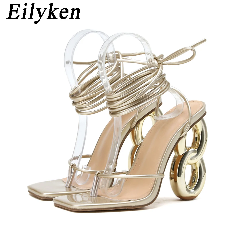 Eilyken Sexy sandali con cinturino incrociato alla caviglia donna banchetto estivo moda Open Toe Club Stripper Design tacchi da lavoro scarpe da