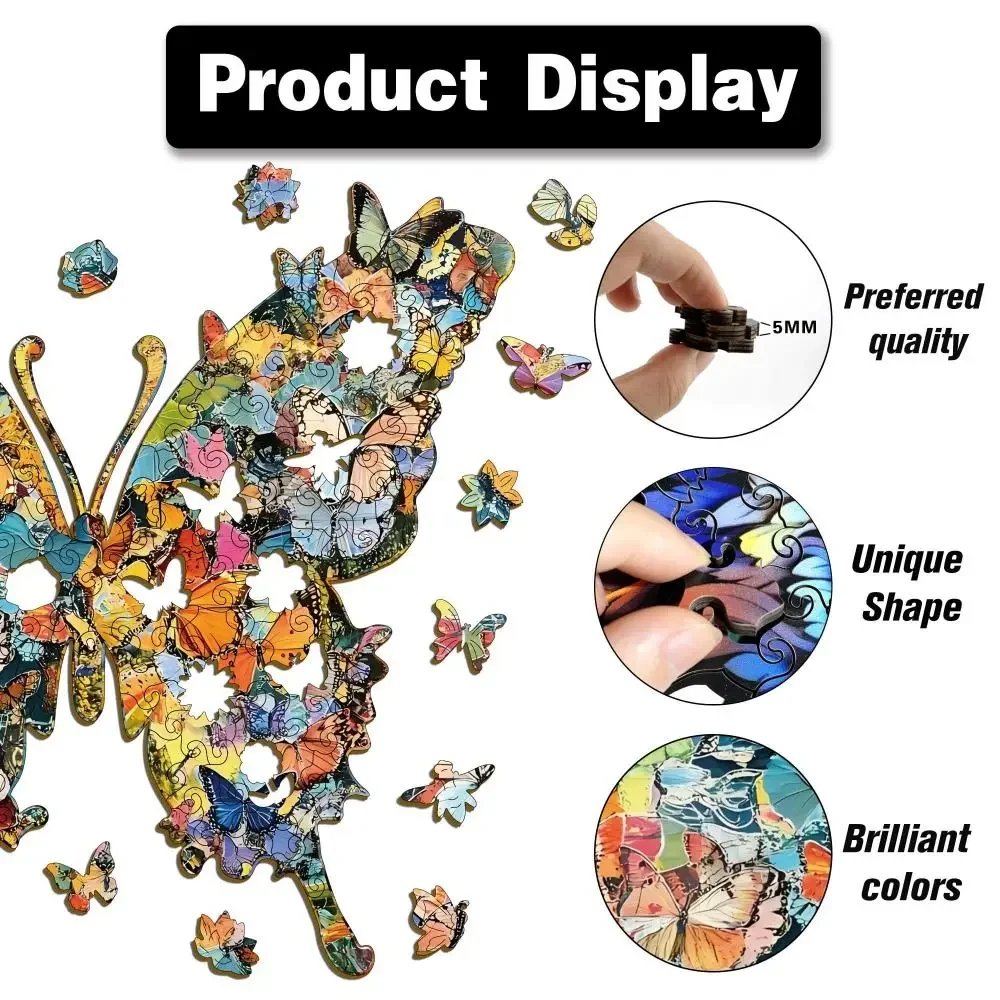 

118/162-piece Morandi-colored Butterfly-shaped Puzzle Macaron Color Butterfly Puzzle Ornaments Cut Butterfly Pieces