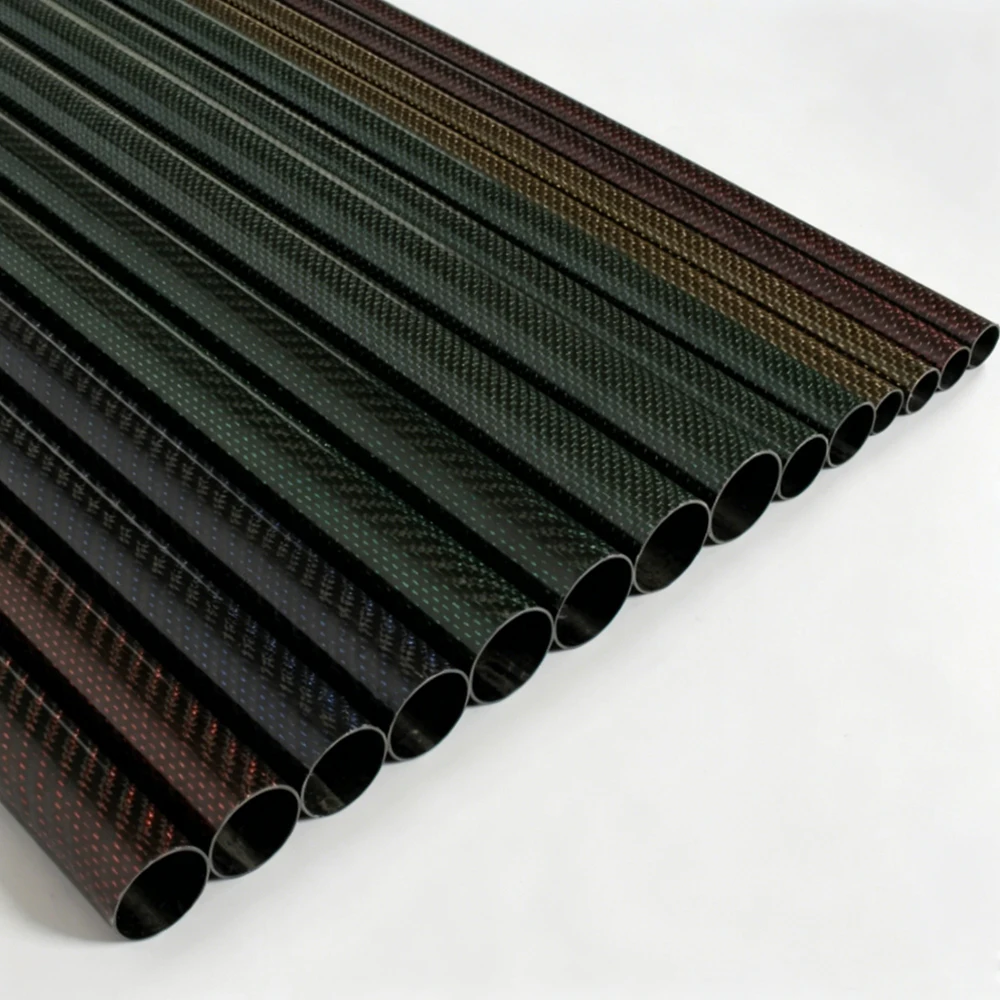 2Pcs Length500mm Carbon Fiber Tube OD 5-30mm ID 3-28mm High-Intensity Plain Weave Aviation Model Making DIY Accessories Material