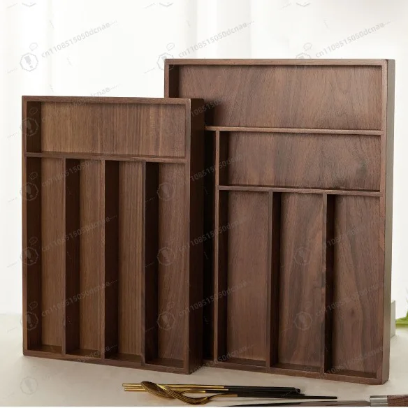 Caja de almacenamiento grande, cajón, cubiertos, joyero de comida, caja de almacenamiento de cubiertos de cocina de madera