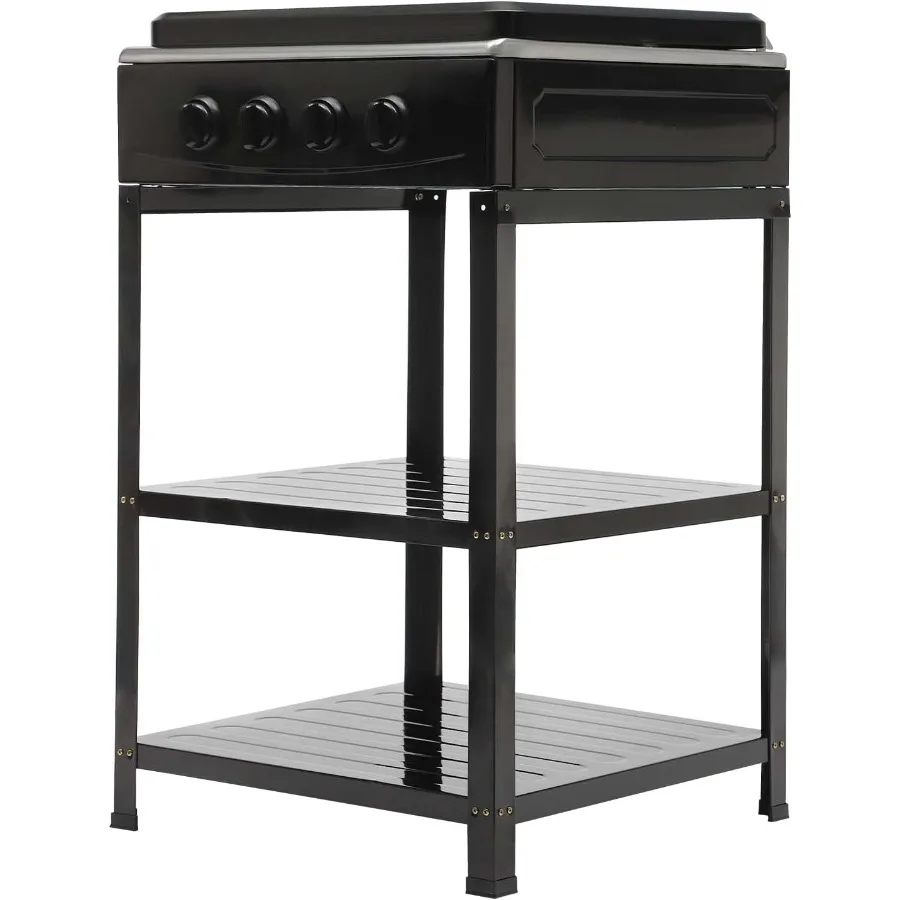 موقد غاز 4 شعلات، موقد خارجي محمول مع حامل تخزين قابل للإزالة، طباخ غاز البروبان عالي التحمل من الفولاذ المقاوم للصدأ مع الرياح #2