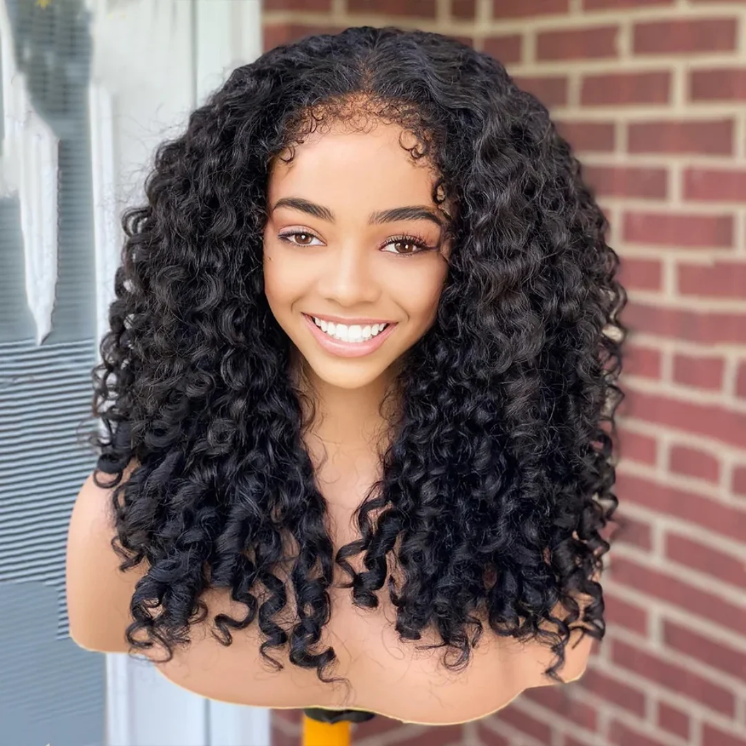 

Кудрявые вьющиеся предварительно сорванные натуральные черные длинные мягкие парики 26 дюймов 180 плотность шнурка для женщин с волосами ребенка бесклеевые хорошая текстура