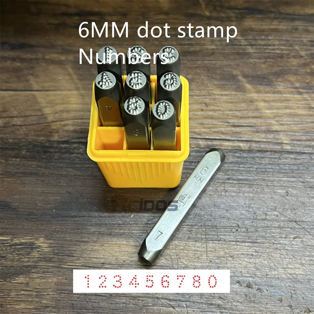 6mm German style Numbers Dotted/lattice Motorbike,RCIDOS Car Chassis number dot stamp 0-8,9pcs/box