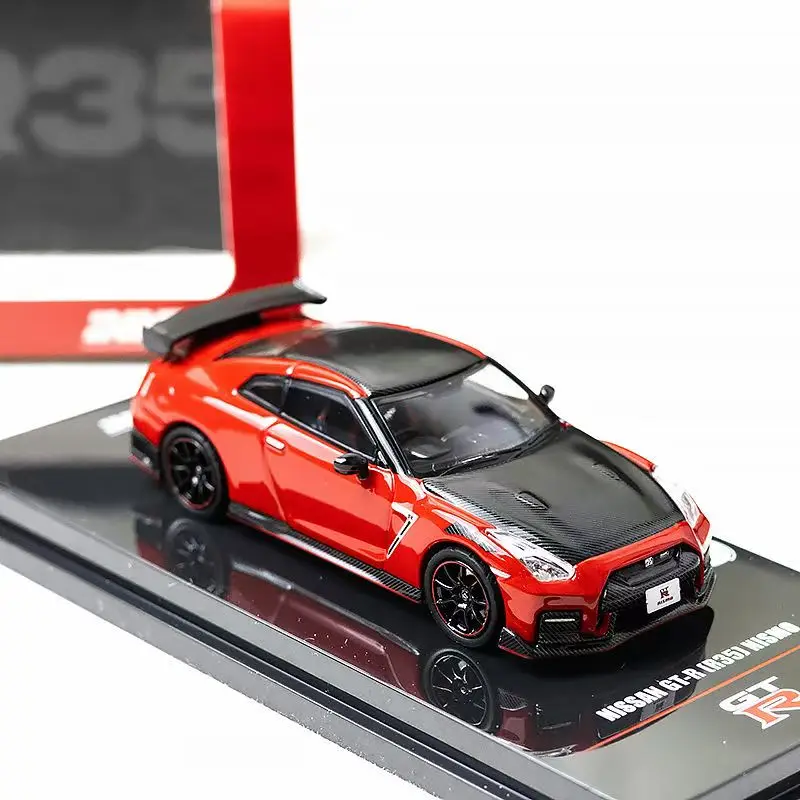 INNO 1/64 GTR R35 Rode Koolstof Legering Motorvoertuig Speelgoed spuitgieten Metalen Model Collectie Jongen Kerstcadeaus