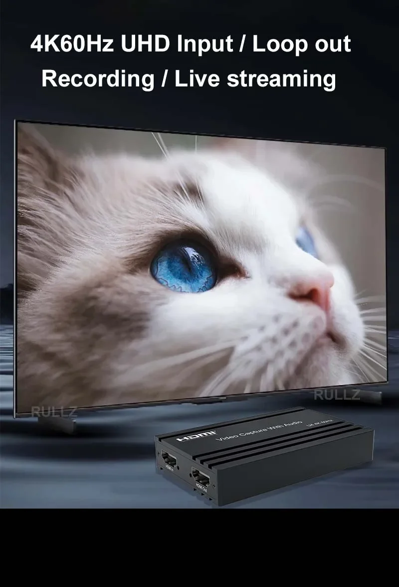بطاقة التقاط الفيديو الحقيقية 4K HDMI 4K @ 60hz 1080p60 سجل المنتزع لـ PS4 PS5 Switch Xbox Camera Live Streaming Mic في الصوت #6