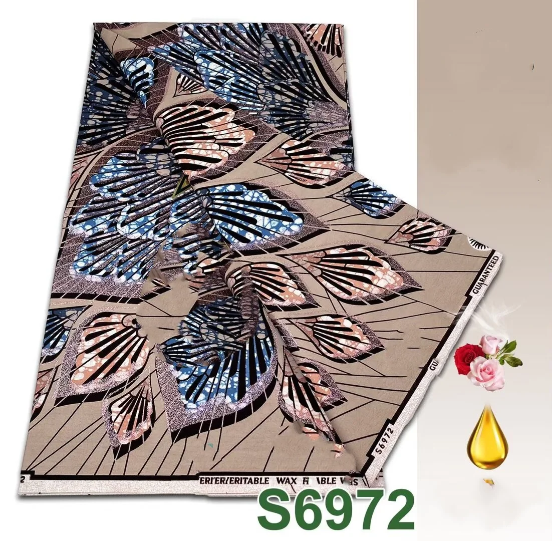 

2026 New Style Nigeria Golden- Wax Print Fabric - High Quality African Wax Print Fabric for Patchwork, Clothing & DIY" 3C5