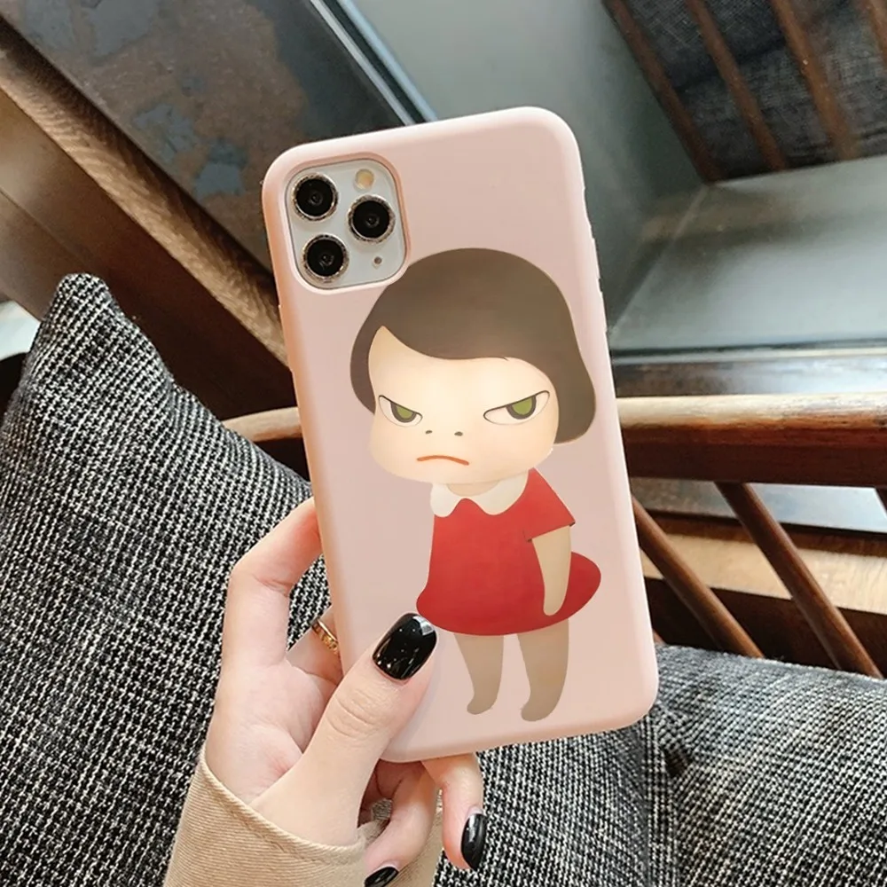 Yoshitomo Nara Phone Case for iPhone 14 11 12 13 Mini Pro Xs Max 8 7 6 6S Plus X XR Solid Candy Color Case