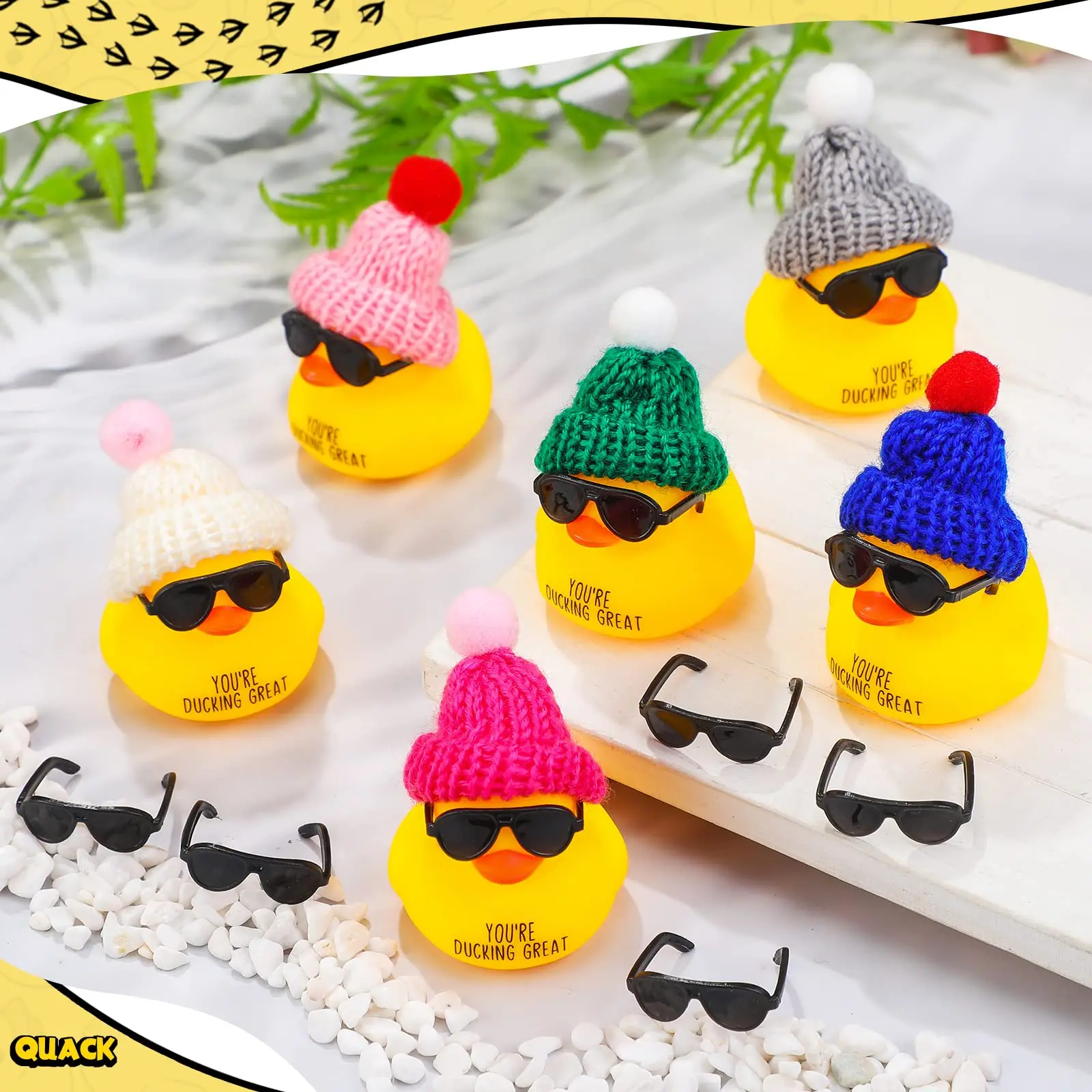 Thank You Gift Set You're Ducking Great Cheer up Card Mini Rubber Duck with Glasses and Hat with Card Organza Bag Bulk