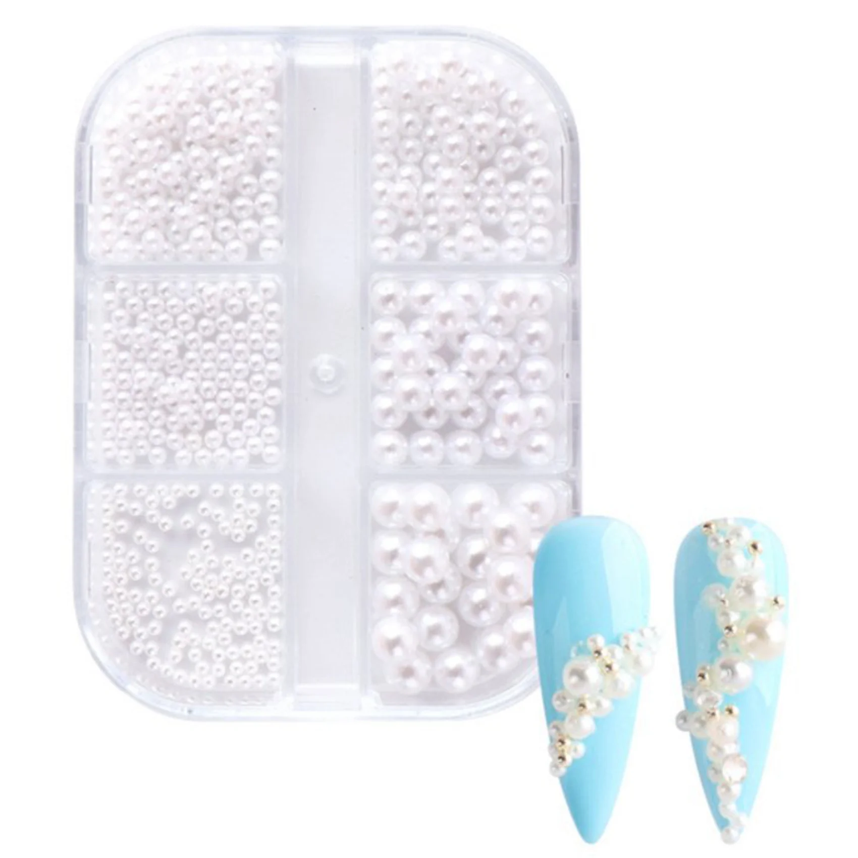 YCOC-1Box Жемчужные украшения Подвески для ногтей Белые круглые детали для ногтей Золотые стальные бусины Шарики Ювелирные изделия Аксессуары для дизайна ногтей
