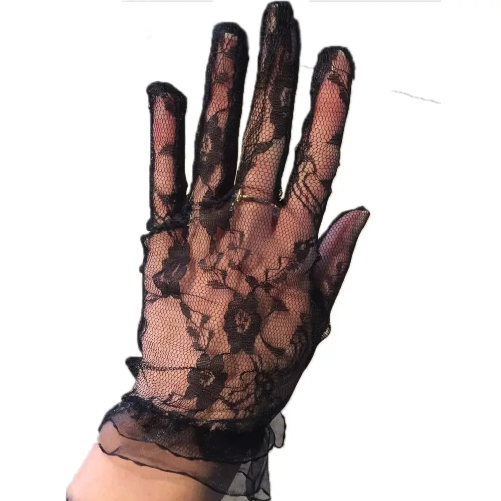 Fashion Women Driving Gloves Summer Lace Sexy Floral Side Women Gloves Mittens Short Gloves Lace Gloves