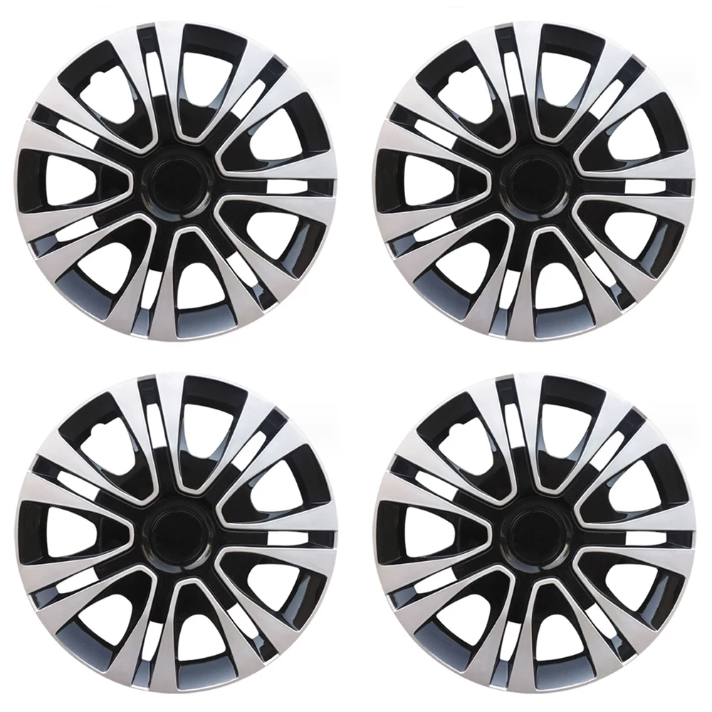 4pcs/set ABS 13 Inch Car Vehicle Wheel Rim Sliver Skin Cover Hub Caps R13 Racing Style Rim Center Cover Car Exterior Accessories