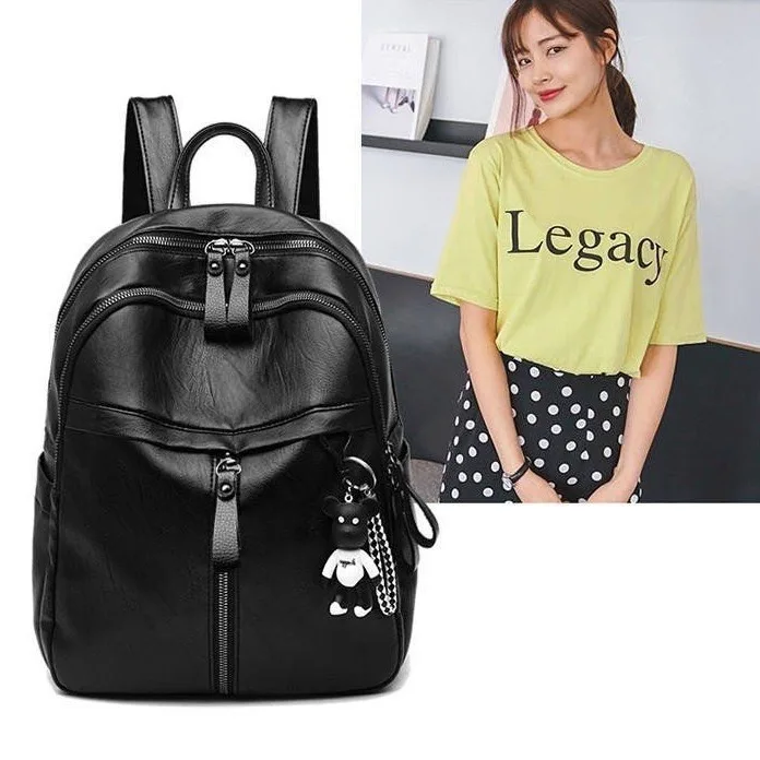 Bolso de Hombro Doble de Cuero Suave a la Moda para Mujer, Estilo Coreano 2025, Versátil, Casual, Urbano, de Viaje, Impermeable, Tamaño Mediano