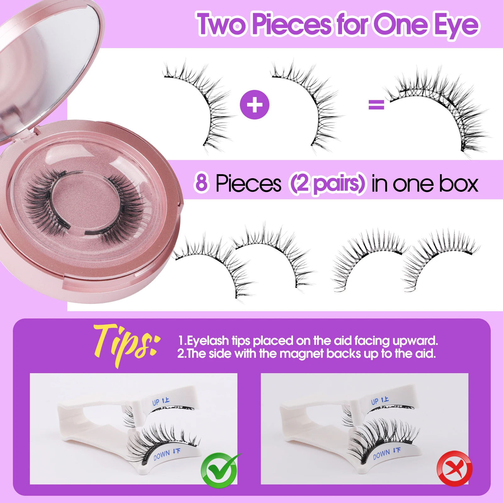Wendy Lashes Cílios Magnéticos 2 Pares de Cílios de Vison 3D Feitos à Mão Conjunto de Cílios Postiços Reutilizáveis Natural Longo Maquiagem de Cílios Postiços