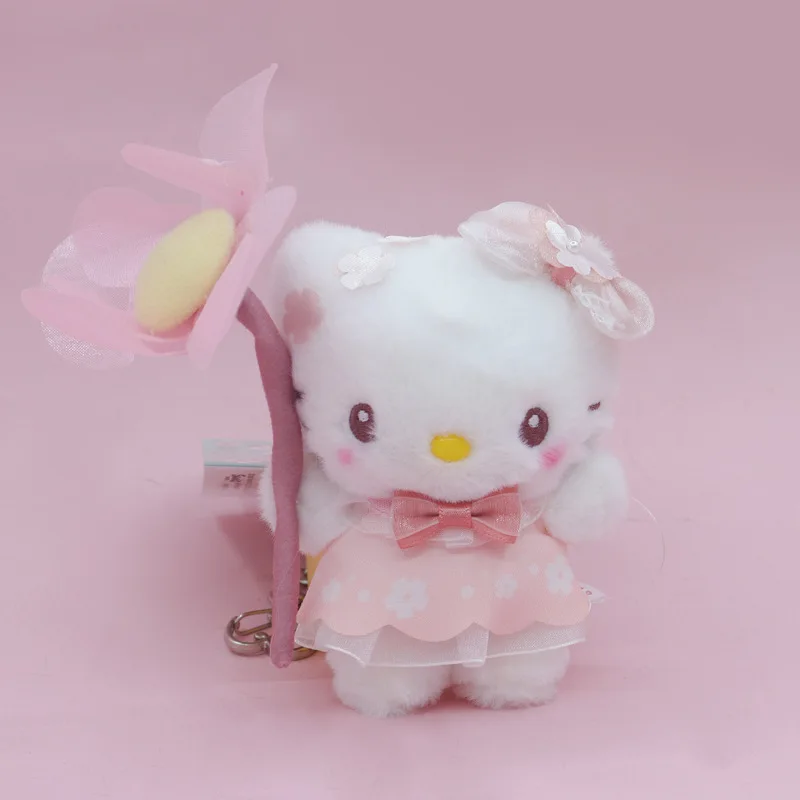 2024 Miniso Creative Cartoon Sanrio Elf Fantasia Kurome Cinnamon Dog Melody Hello Kitty Plush Toy Keychain Decorative Pendant