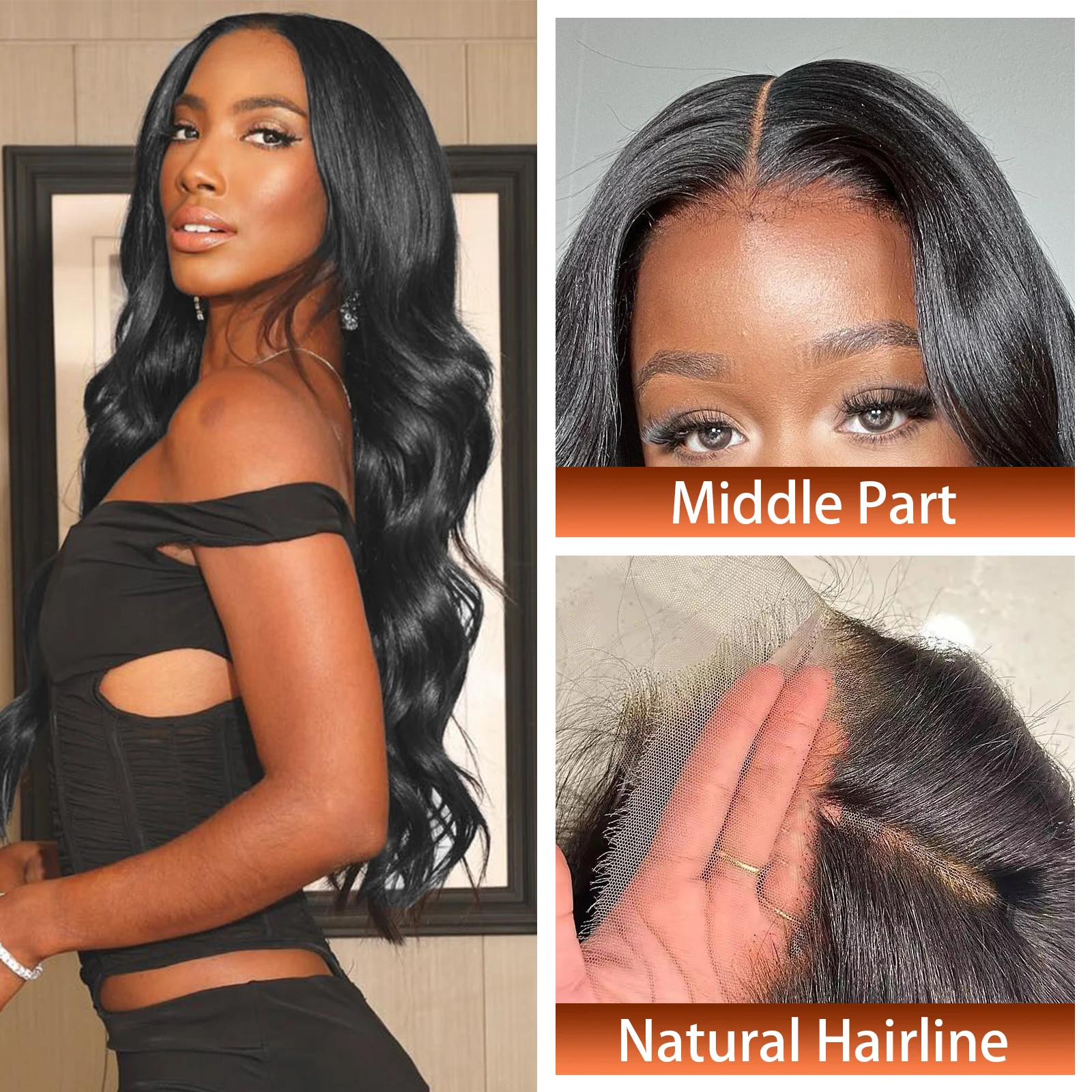 180 Density 13x6 Transparent HD Lace Frontal Body Wave Wigs Human Hair Pre Plucked 13x4 Lace Front Wig For Black Women 26 Inch