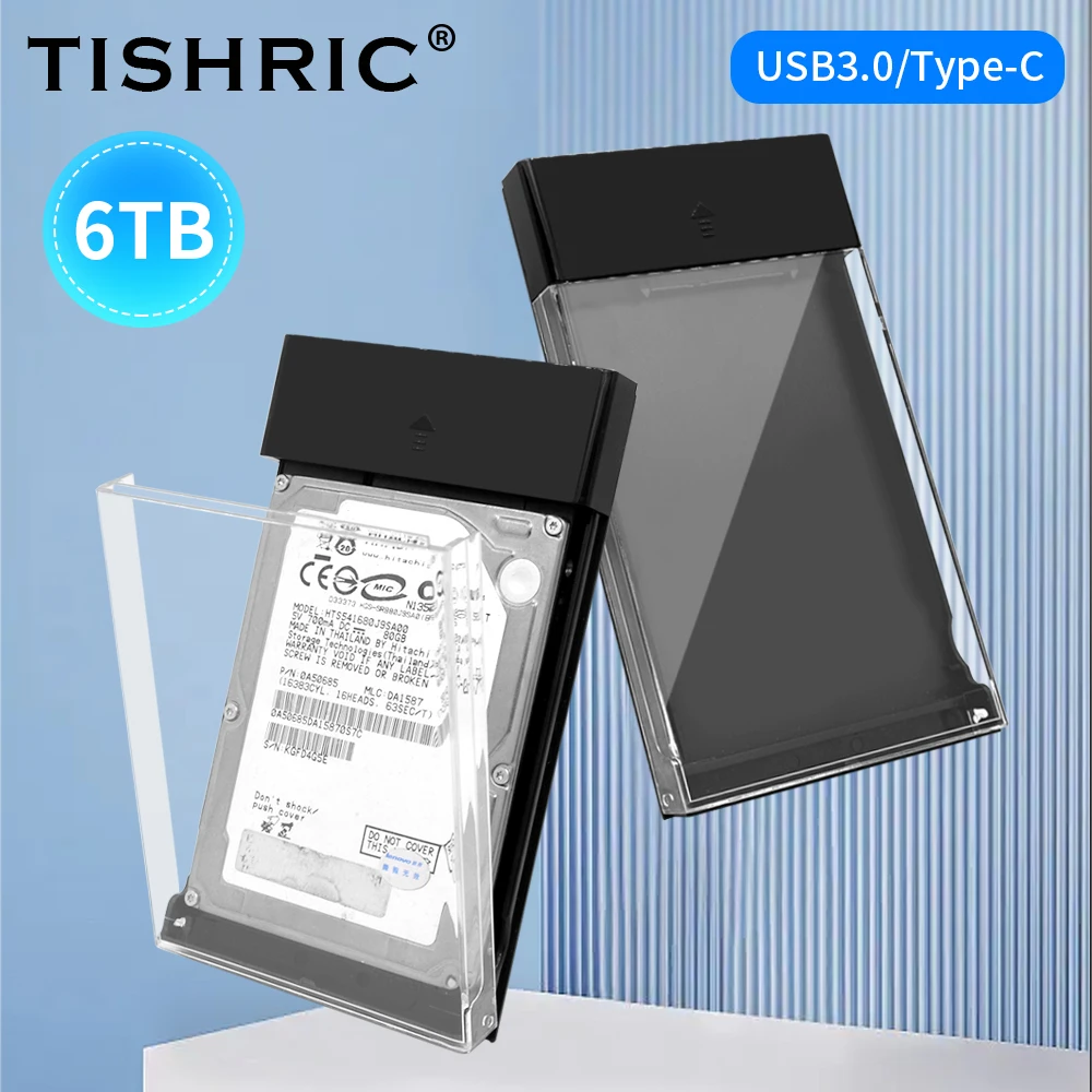 

TISHRIC External HD Case Hard Disk Hdd Enclosure Hard Drive Box 2.5 Adapter USB3.0 Type-C 3.1 To SATA Support 10TB