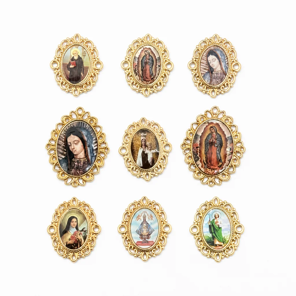 10Pcs Catholic Saint Medals Gold Plated Our Lady of Guadalupe Miraculous Medal St Benedict Charms for Rosary DIY Necklace view 3