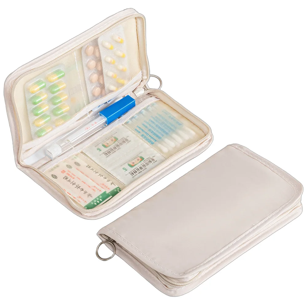 

Portable Sort First Aid Kit Foldable Medical Pouch Large Opening with Zip Makeup Bag Outdoor Travel Storage Bag