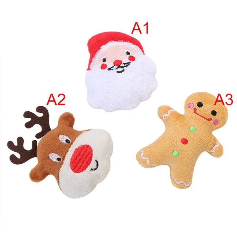 Pet Dog Toy Plush Chewing Toy Santa Elk Gingerbread Man Cat Dog Christmas Cartoon Dog Toy Puppy Teething Toys Pet Supplies