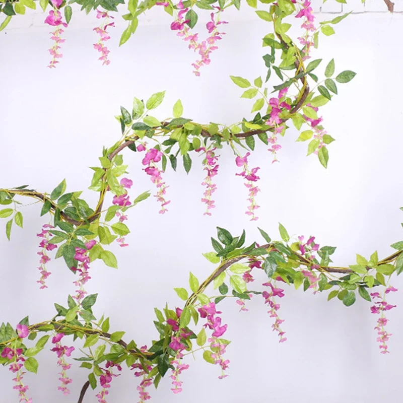 1.8m Wisteria Artificial Flower Vine Ivy Leaf Garland Rattan String Flowers Fake Plant Leaf Rattan Trailing Fake Flower