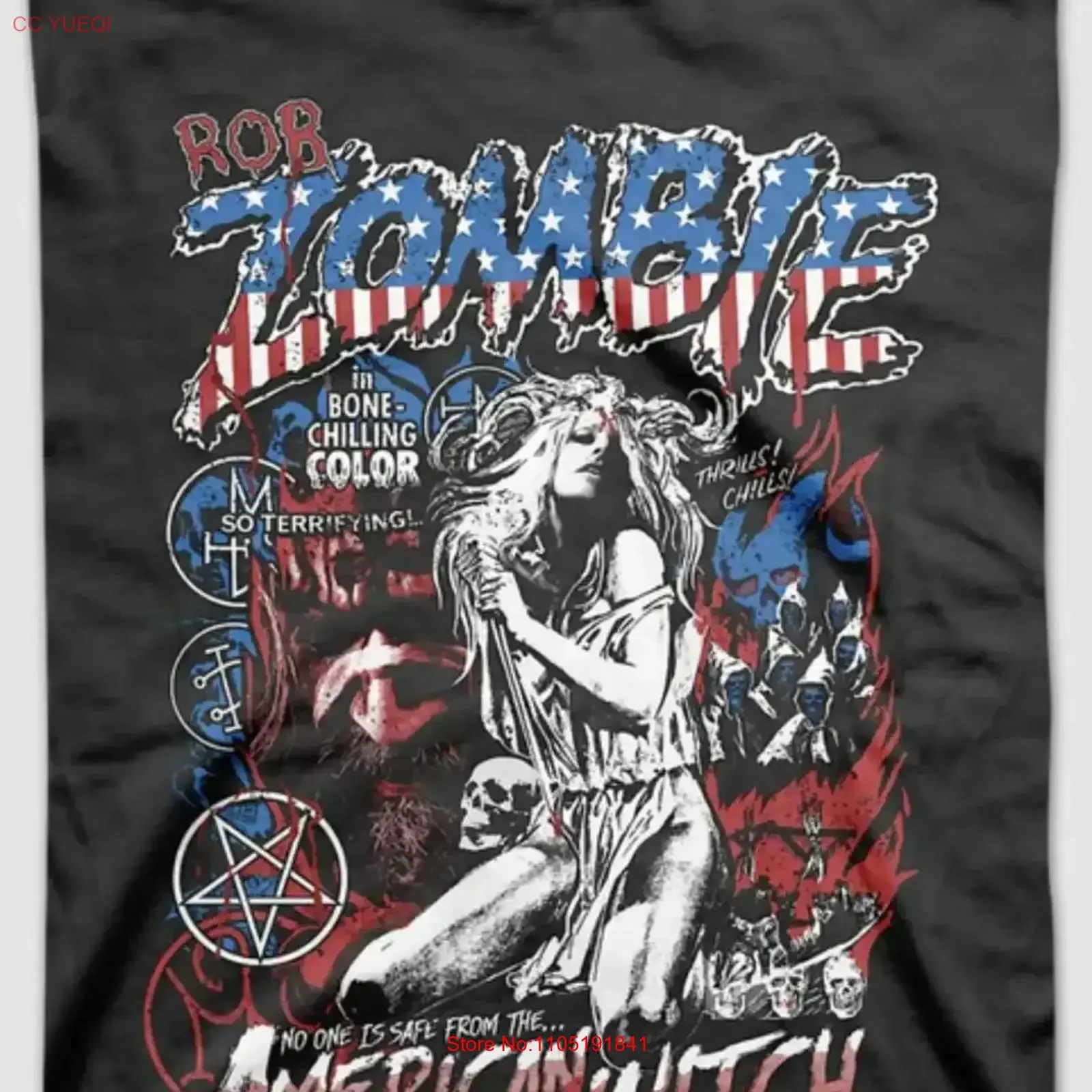 تي شيرت American Witch Rob Zombie مقاس S 5Xl قميص أنيق مغسول عتيق للارتداء اليومي للجنسين ملابس غير رسمية ممتدة #1