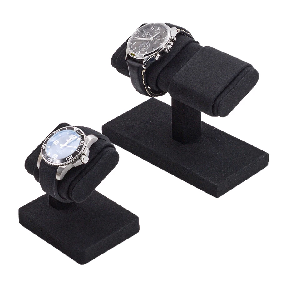 Support de Présentation pour Montres en Velours Noir, Présentoir Simple et Double Anti-Rayures pour Bijoux, Idéal pour Vitrine de Magasin et Maison