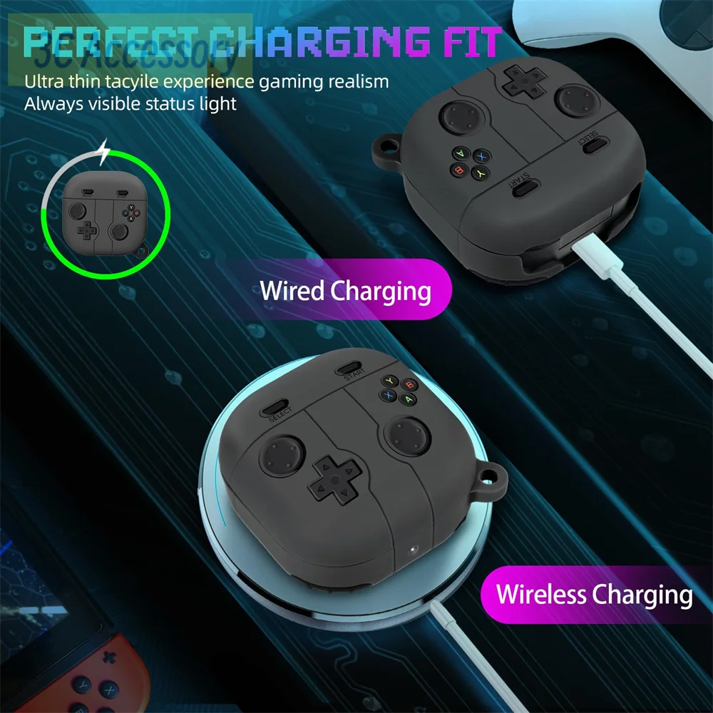 2024 Buds3 Pro Case with cleaning kits 3D Gamepad Silicone Protector Case For Galaxy Buds FE 2 Pro Buzz Live Pro 2 Charging Case