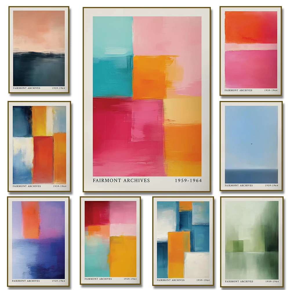 Minimalistische, von Mark Rothko inspirierte Wandkunst, buntes, ruhiges Himmelvögel-Poster, abstraktes Leinwandgemälde, Druck, Schlafzimmer, Heimdekoration