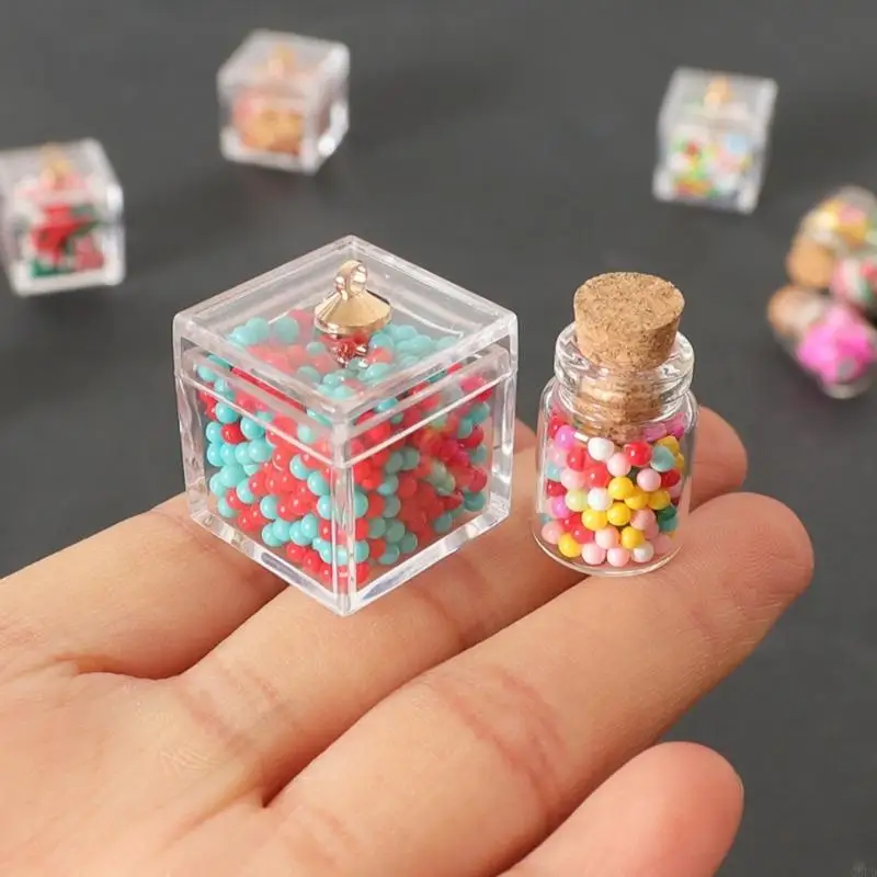 12PCS 1/12 Miniature Candy Jar Christmas Dessert Slices With Realistic Fruit Candy Decoration For Doll House Scene Display