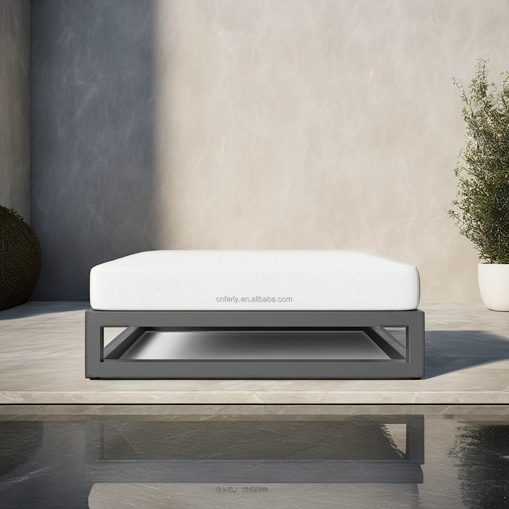 

FERLY Modern Outdoor Furniture Patio Crafted of Enduring Garden Aluminum Quick-drying Sponge Cushion Ottoman