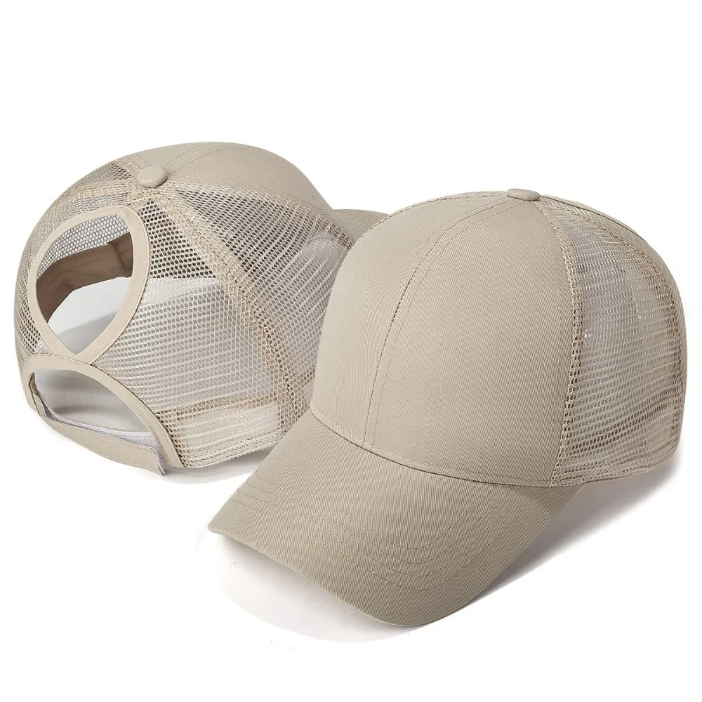 UV Protection Mesh Baseball Caps Breathable Mesh High Ponytail Design Ponytail Hats Hollow Out Back Adjustable Sun Hats