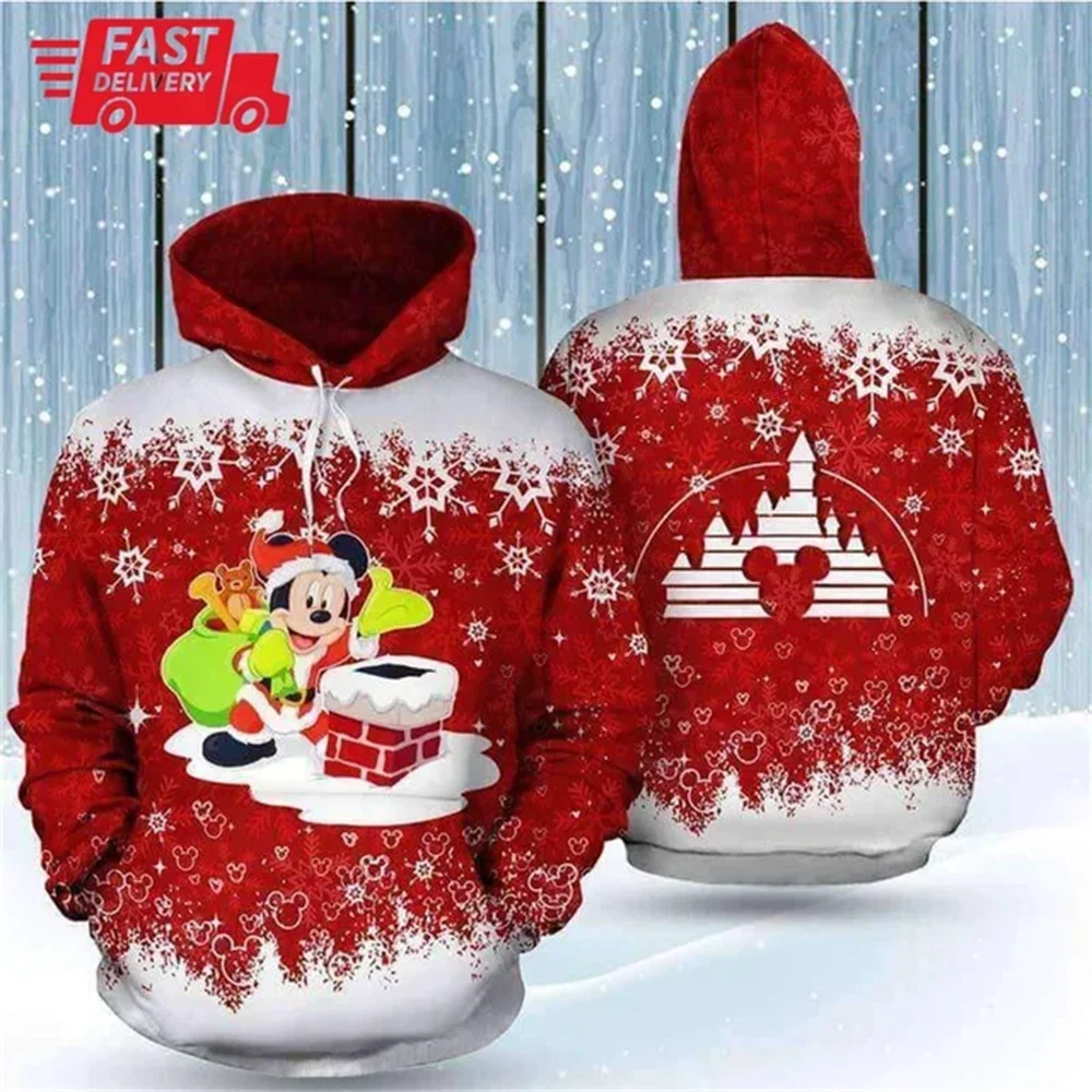 2024 Disney 3d Hoodie Lente En Herfst 3d Geprint Mickey Mouse Hoodie Heren Dames Straat Kawaii Casual Sporttulover